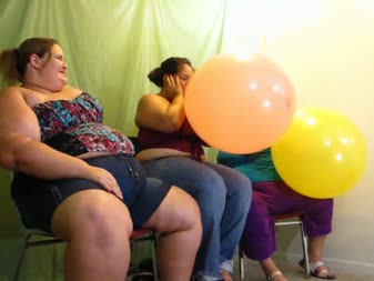 Just Want To Blow Them Big And Pop Them - Valerie, angie and vicki are 3 sexy bbws blowing up some nice big balloons,until they explode! Listen to the ***** scream when they do!
