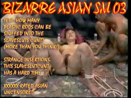 Caged In Japan - Now the fist, the whole hand goes in the slavegirls cunt. She get orgasm after orgasm from that moving hand in her hairy cunt. Beerbotlle, candles, hand, cock, she wants it all. And gets it straight in the pussy! How many small plastic rods will fit in this japanese hairy slavegirls pussy? Try and count, you will be surprised.
