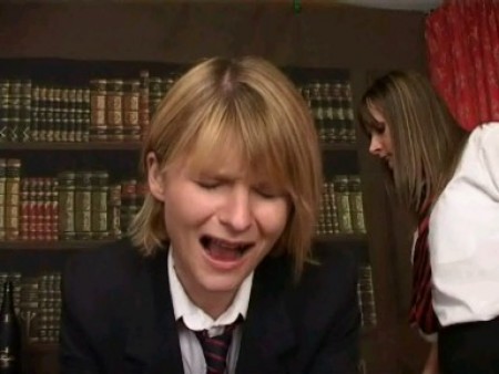 Prefect Slippered - After nikki has punished a schoolgirl she gets a taste of her own medicine,and gets bent over the desk and slippered hard by the schoolgirl donna