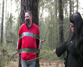 Abducts Deep Into The Forest - At the line, the slave must run here first like a dog next to the car and is found then at a tree, perfectly delivered around the lady to its...