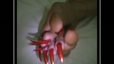 Goddess Cath - Long Sexy Fingernail & Toenails - Sexy Orange Claws Showing