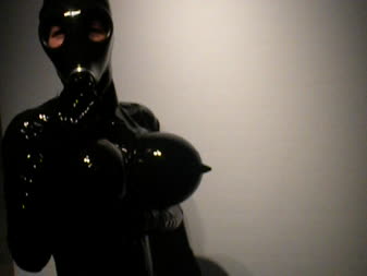 Rubbercouple bizzare world - Latexa Catsuit With Gasmask