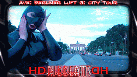 Berliner Luft 3  City Tour The Road To - ...The brandenburger tor! Almost 10 minutes in hd! Here you see ave walking down the road of june 17th towards the brandburger tor, completely covered in black rubber - see her elegant walk in her ultraheels, stopping by the the famous sowjet monument where you can see her pose extensively against powerful weapons of ww2, mighty flak cannons and tanks. To fit the picture she also pulls a heavy gasmask over her head....A great outdoor vid series comes to an end, add it to your collection now!