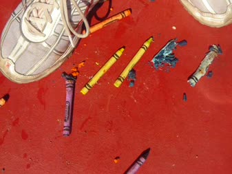 Crushing Crayons Nike Shox - Rainbow crumbled mess is all that will be left after my nikes stomp crush and mash these crayons to smithereens!
