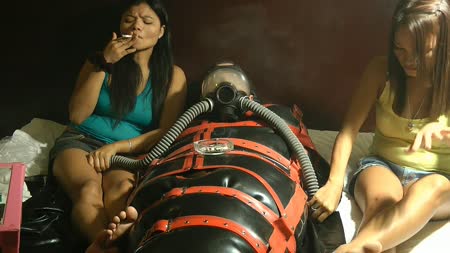 Breathe This  Videos - Roxy And Trixie To Slave Gas Mask Marlboros