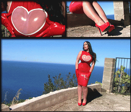 THE BLOWJOB LADY - Rote Latex Handschuhe Mit Sperma