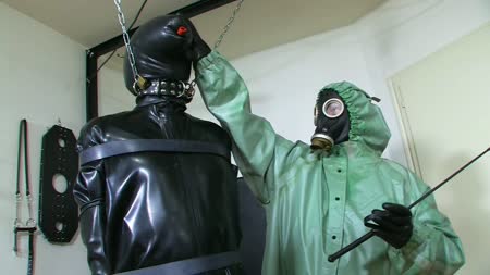 Strict Heavy Rubber Mistress Part 3 Of 5 - Hd clip 1920 x 1080 px
the rubber slave stands and is bound with rubber straps in the discipline room. He also wears a blow up rubber mask with a rubber tube. The heavy rubber mistress wears now a rubber chemical coat. She plays with him. Whips his rubber ass and rubber cock, takes the breath away and wanks his hard rubber cock.. 

die strenge heavy rubber herrin teil 3 von 5

hd clip 1920 x 1080 px
der gummisklave steht, ist mit gummiriemen gefesselt, im disziplinraum. Er trgt eine aufblasbare gummimaske mit gummischlauch. Die heavy rubber herrin trgt nun einen gummichemieschutzmantel. Sie spielt mit ihm. Peitscht den gummiarsch und den gummischwanz, nimmt ihm den atem und wichst den harten gummischwanz..