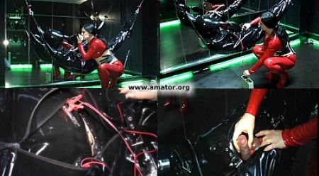 Rubber Mummifikation Part 2 - Watch another great scene and see how lady isis trains her rubber dolly. She tease him more and more but his orgasem is still under her control. She control his air over the gasmask and it's an up and down for the slave, torn between pleasure to his dick and pain with electro shocks to his nipels