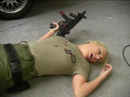 LAST STAND - LAST STAND

Soldiers Clair and Lynn are involved in a machine gun battle. Both babes are shot by Morrigan.

Starring: Lynn, Clair and Morrigan
Theme: Machine gun
Excellent F/X!

Run Time: 03:46 minutes
File Size: 147 MB 	Format: .MPEG
Category: Shooting