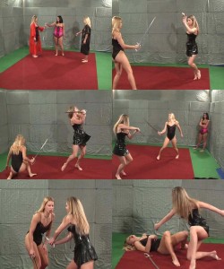 Lingerie Special 5 - Amazonfight in supersexy lingeries of top quality!
Swordfight, stab in the belly.