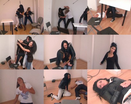 Gang battle - Four girls wild, mortal struggle in a office room, nobody survives