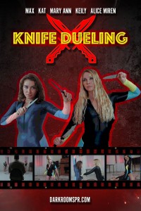 KNIFE DUELING - KNIFE DUELING
CUSTOM
STARRING: KEILA, KELLY, ALICE MIREN, MARYANN, MAX

Fetish Elements
Knives, Stabbing, Cat fighting to the death, Battle, Diver Outfits
Wow!
It's one of the hottest yet! Those surf suits are SO sexy and the acting is great.

Many thanks

Customers Feedback 

The man is seated in the chair, holding his gun and facing the rest of the room. There is a little bell on the armrest of his chair.

One team of girls is standing against one wall, the other stands against the opposite wall. The camera pans over the girls and you can see a mixture of fear and excitement on their faces. On a table against the third wall are two pairs of knives.

The man gets up and walks over to the black team with two straws in one hand. He offers them one girl. She draws the long straw, so that the other, with a resigned expression, walks over to the table, picks up two knives and takes up her position. He walks over to the blue team, and this time the first girl to draw gets the short straw, so that she too takes up a pair of knives and takes up her combat position opposite the first girl.

The man sits down and rings his bell. The girls begin to fight. You can have them give one another flesh wounds before the black team member lands a knife in her opponent's belly. The blue girl cries out, dropping one knife. The black girl withdraws the knife, and the blue girl staggers drunkenly, raising her remaining knife to attack. But the black girl easily knocks it out of her hand and lands a knife below the blue girl's left breast. This time she leaves the knife there. the blue girl clutches it, and falls to her knees, coughing blood. The black girl gives here a kick and she falls on her back, still clutching the knife, and lies writhing, spasming and coughing blood until she dies. The black girl pulls out the knife and raises both arms above her head in a victory gesture. She resumes her place beside her team mate.

This time the remaining two team members know that it is their turn. They take up position and, when the man rings the bell, they begin to fight. Again you can have them inflict flesh wounds. But this time it is the blue girl who lands an upper thrust above her opponent's left breast. She follows through with a belly wound. The black girl drops both knives and falls drunkenly to her knees. The blue girl gets behind her, pulls her head back by the hair and cuts her throat. The black girl falls forward, spasming and coughing lots of blood until she dies. Now it is the blue girl who raises her arms in triumph.

Now the surviving girl from the black team gets up to face her new opponent. Both girls are disheveled, with flesh wounds. After some sparring and some more flesh wounds, the black girl, stepping backwards, trips against one of the dead girls. The blue girl seizes this moment to slash her opponent's side below the ribs. But the black girl regains her balance, attacking and landing two thrusts to the blue girl's belly. The blue girl falls on her back, her body shaking, apparently all but spent. Throwing one knife aside the black girl sits astride her. She throws her head back back in savage triumph and raises her remaining knife high with both hands, preparing to plunge it into her opponent's chest. But the blue girl, in a lightning gesture with her remaining strength, plunges a knife in below her opponent's left breast. The black girl's expression changes from triumph to pain to puzzlement, Her upper body rocks slightly forward and she coughs blood. The blue girl tries to laugh but only manages to cough blood. The black girl's expression goes blank and she falls forward. Both girls spasm, shiver and die. The camera pans over the four corpses.

The man lines up the corpses on their backs. The camera pans over them fully clothed. One by one he unzips their uniforms, revealing their breasts. Another camera pan. Then he strips their bodies for one last camera pan.