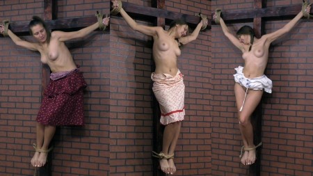 Crucifixion 53 Full HD - The crucifixion.

Different images of the same girl.
Who is she-the one who suffers on the cross-a rural
simpleton or a city lover of sports running?
The cross equalizes all....