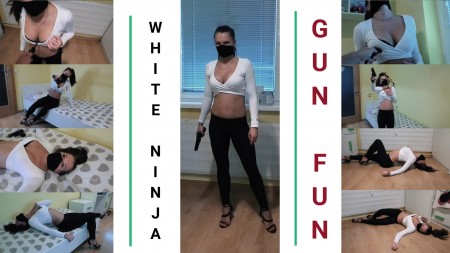 White Ninja  Gun fun - Only digital blood, 7 death scenes.

Elements: shooting, stabbing, shots and stabs to chest, belly, back, breasts, death stares