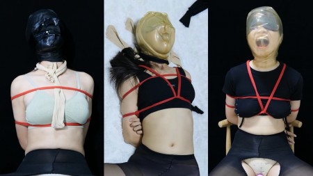 Xiaomeng Head under Pantyhose and Hoods - In this video I used pantyhose, plastic bags and different breathplay hoods on Xiaomeng�s head to restrict her air supply. Except for the very first scene, Xiaomeng�s hands were always bound behind her back, and vibrators are offered to make her enjoy the circumstance more. The following combinations can be found on her head in the video.
1.	Yellow pantyhose + black breathplay hood. Later the breathing hole was sealed by bondage tape.
2.	Yellow pantyhose + transparent breathplay hood + HOM.
3.	Yellow pantyhose + transparent breathplay hood + black pantyhose.
4.	Yellow pantyhose + transparent breathplay hood + yellow pantyhose + black pantyhose as mouth gag.
5.	Yellow pantyhose + black pantyhose.
6.	Transparent breathplay hood + yellow pantyhose + plastic bag.
7.	Transparent breathplay hood + yellow pantyhose + black pantyhose + HOM.
8.	Plastic bag + black pantyhose.
9.	Black pantyhose + plastic bag + yellow pantyhose.
10.	Black pantyhose + semitransparent breathplay hood.
I hope you enjoy the video!